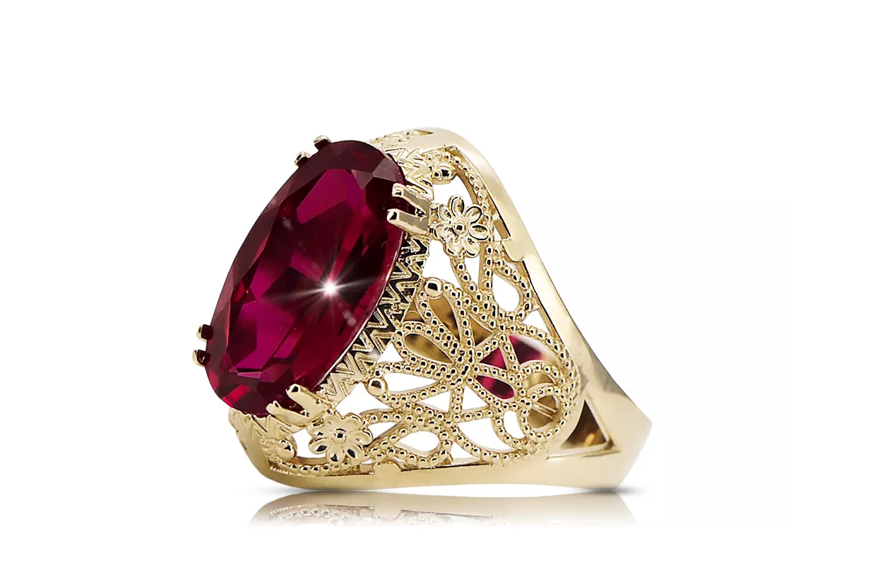 Pierścionek Rubin 14k żółte złoto Vintage Biżuteria vrc074y